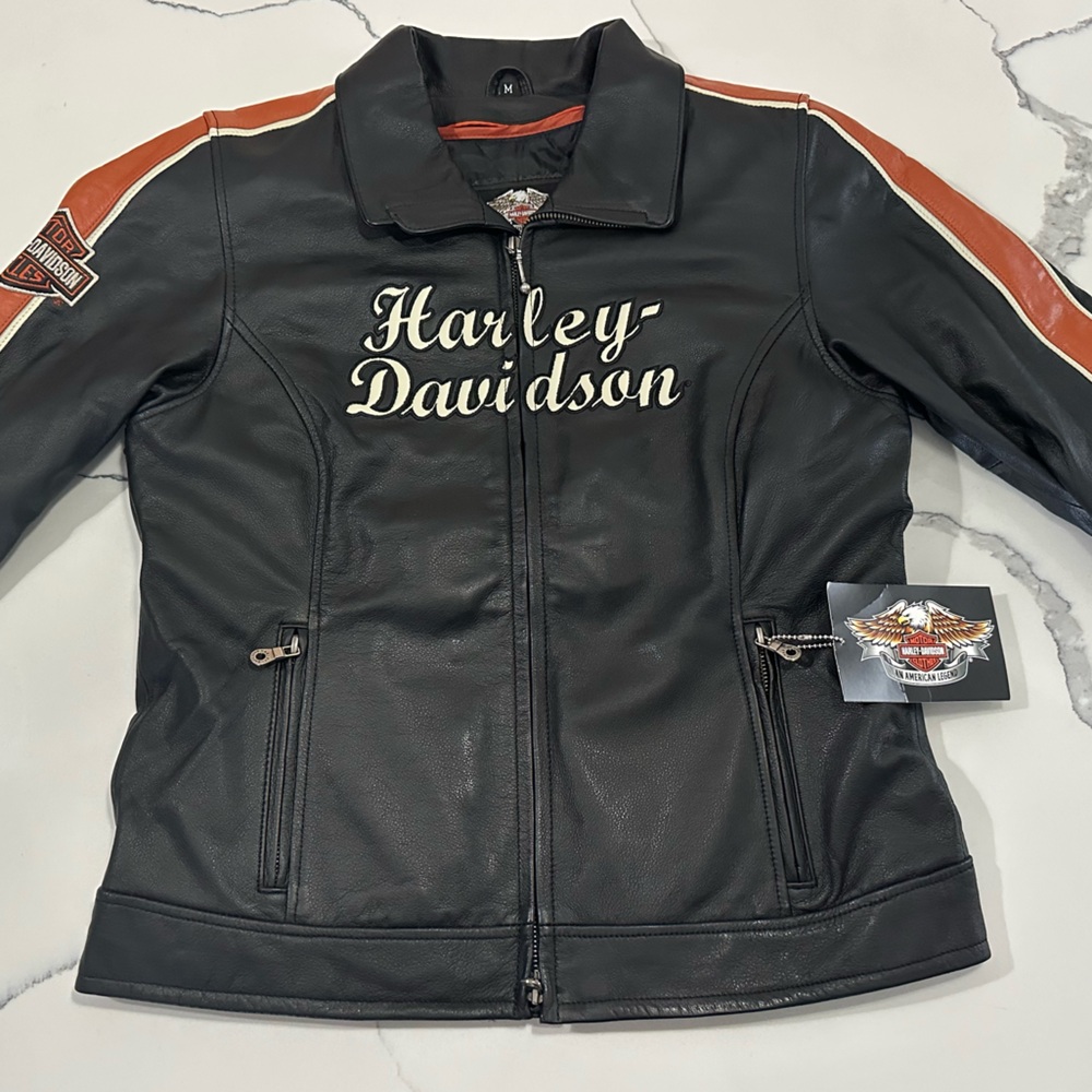 Harley-Davidson Black Leather Jacket with Winged Logo